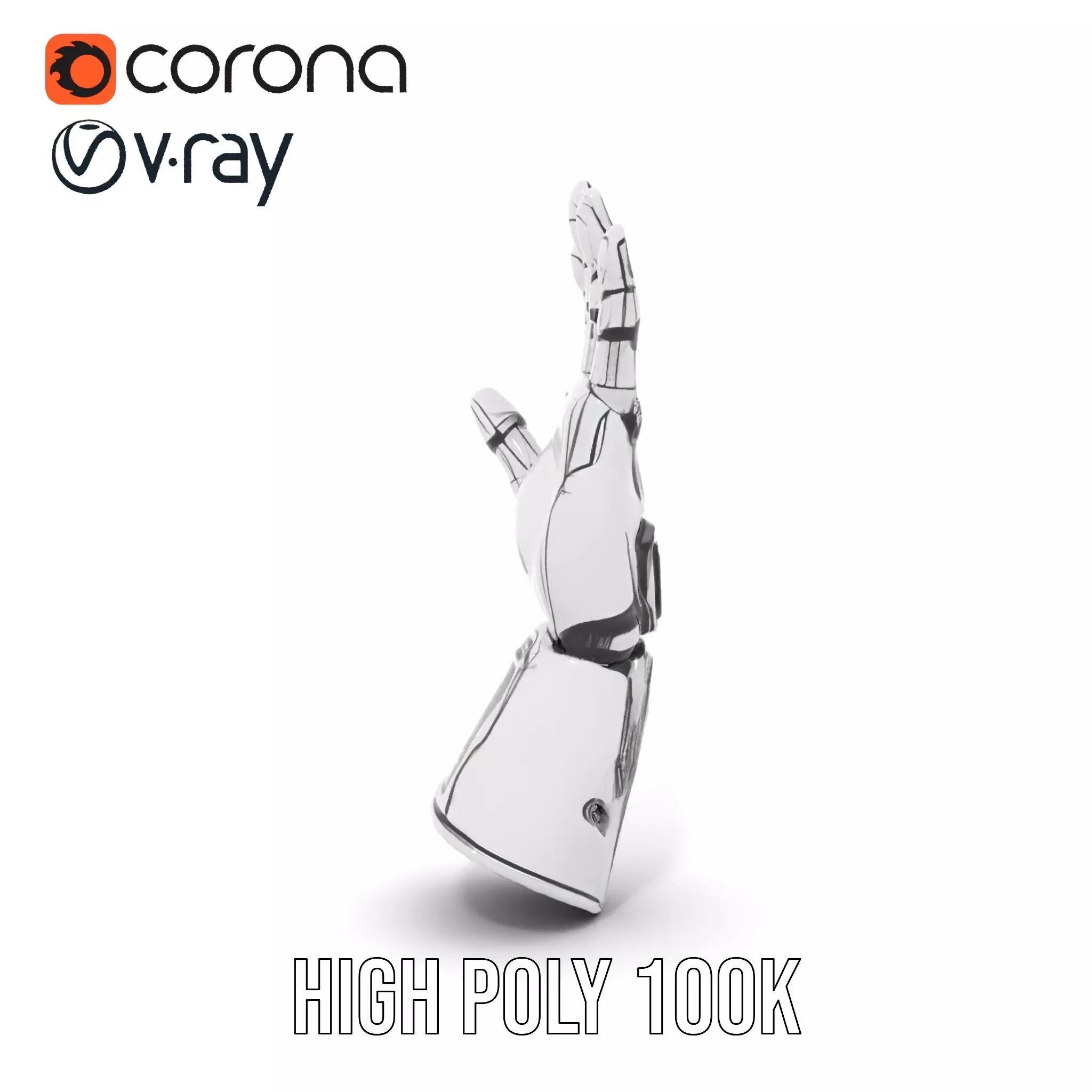 Futuristic Robotic Hand Model Pack High Precision Design Low-poly 3D model_26