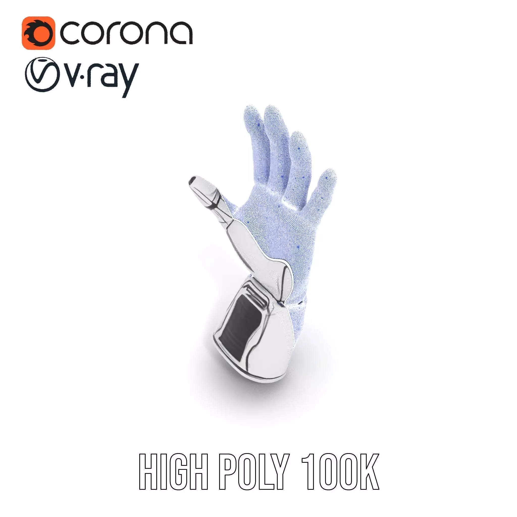 Futuristic Robotic Hand Model Pack High Precision Design Low-poly 3D model_23