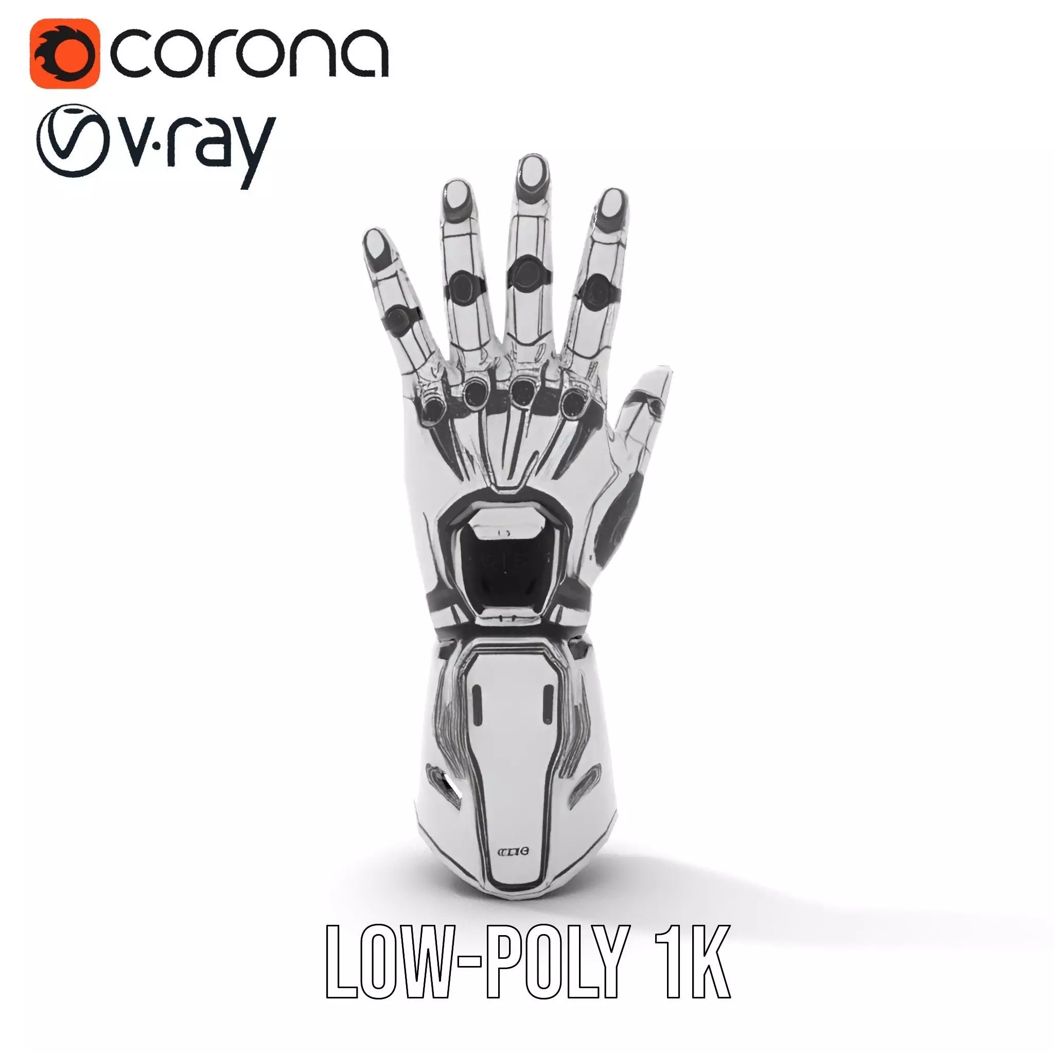 Futuristic Robotic Hand Model Pack High Precision Design Low-poly 3D model_7