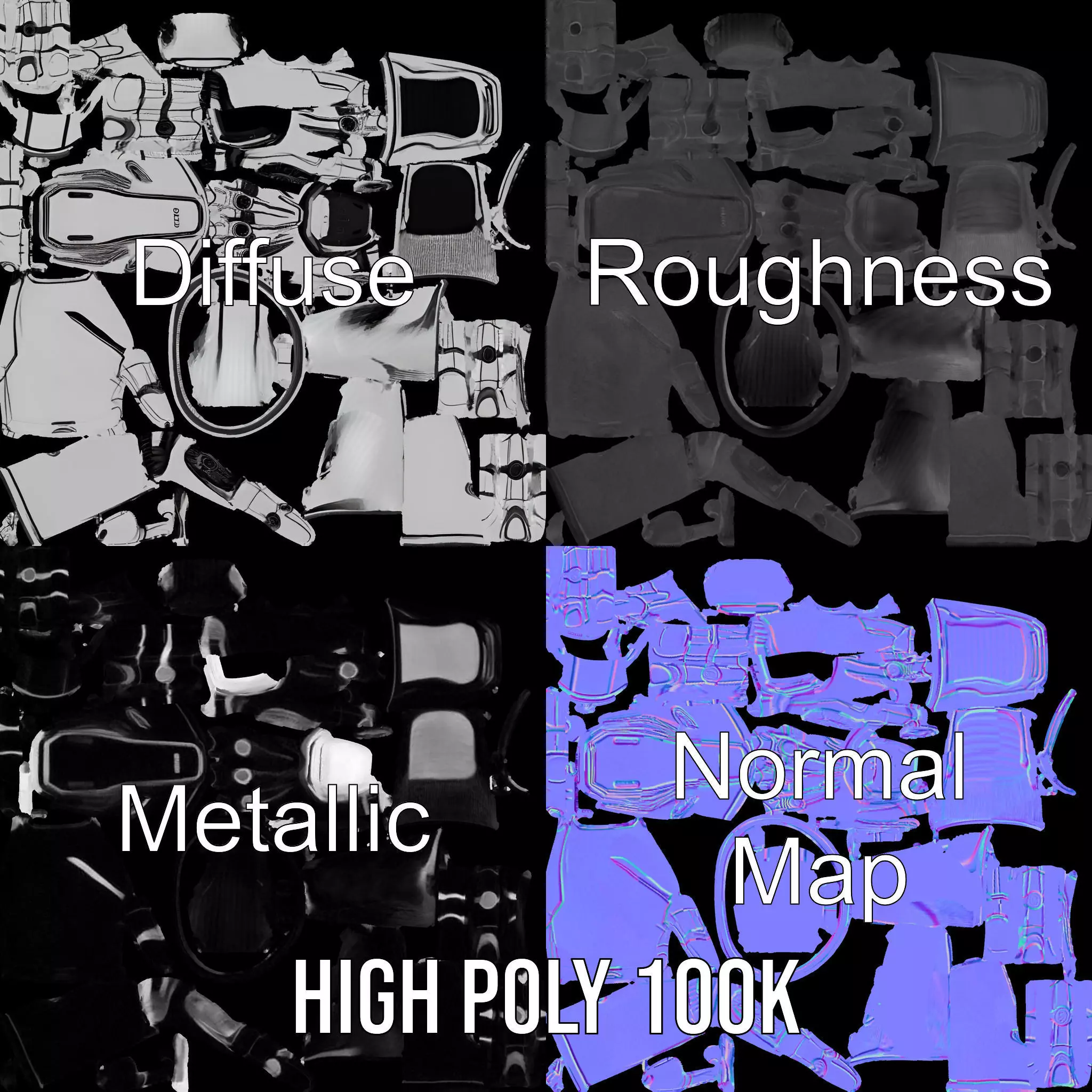 Futuristic Robotic Hand Model Pack High Precision Design Low-poly 3D model_3