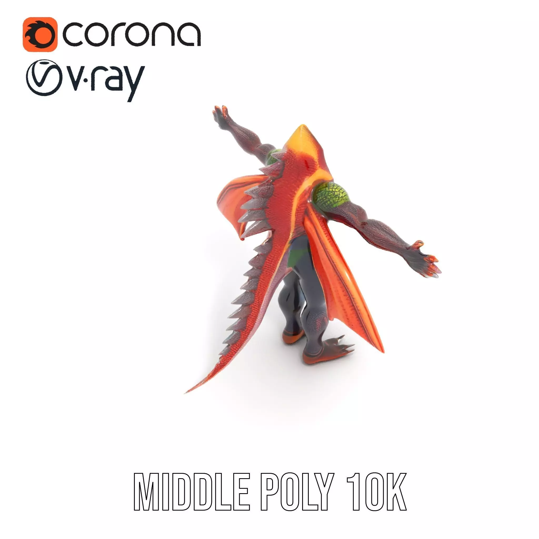 Dragon Creature Model Pack with Detailed Scales and Wings Low-poly 3D model_10