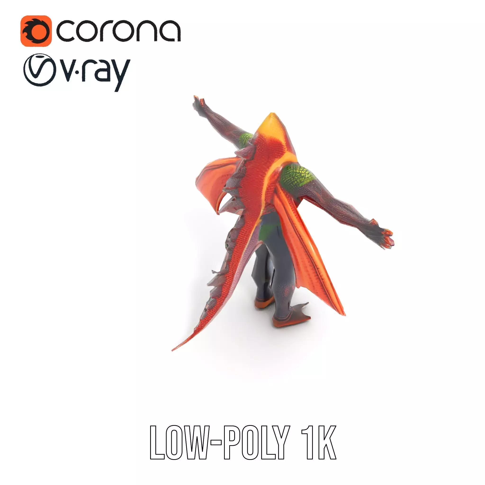 Dragon Creature Model Pack with Detailed Scales and Wings Low-poly 3D model_7