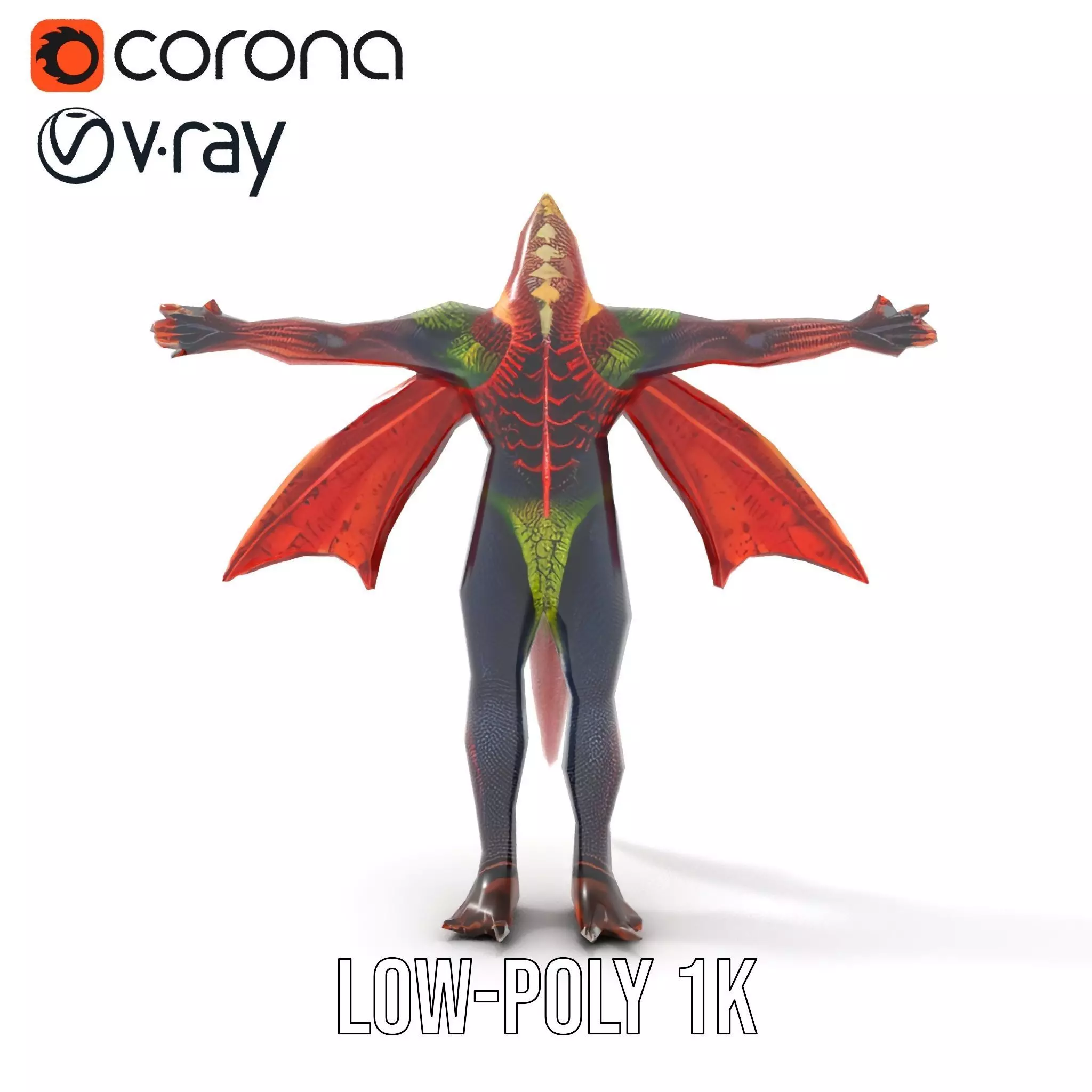 Dragon Creature Model Pack with Detailed Scales and Wings Low-poly 3D model_22