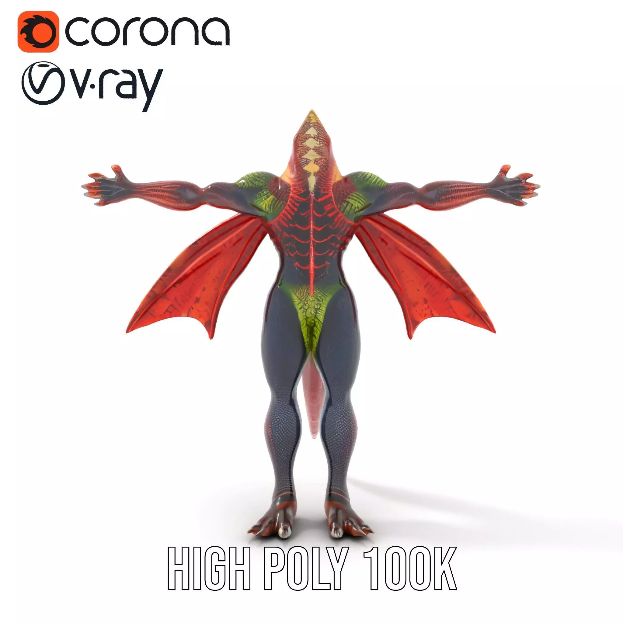 Dragon Creature Model Pack with Detailed Scales and Wings Low-poly 3D model_23