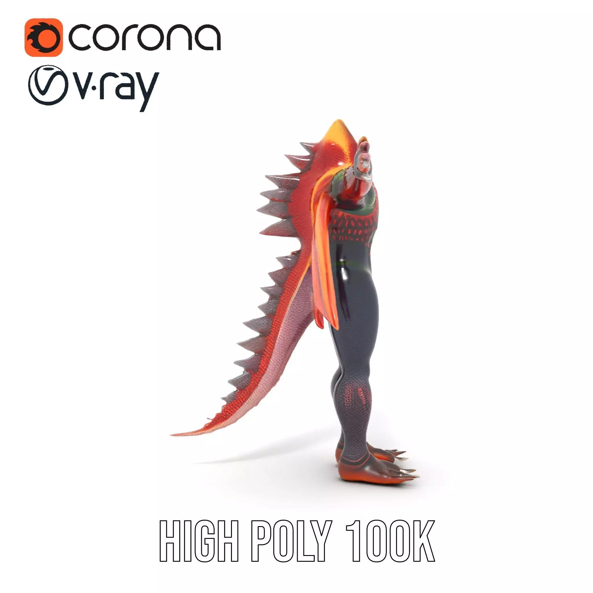 Dragon Creature Model Pack with Detailed Scales and Wings Low-poly 3D model_29