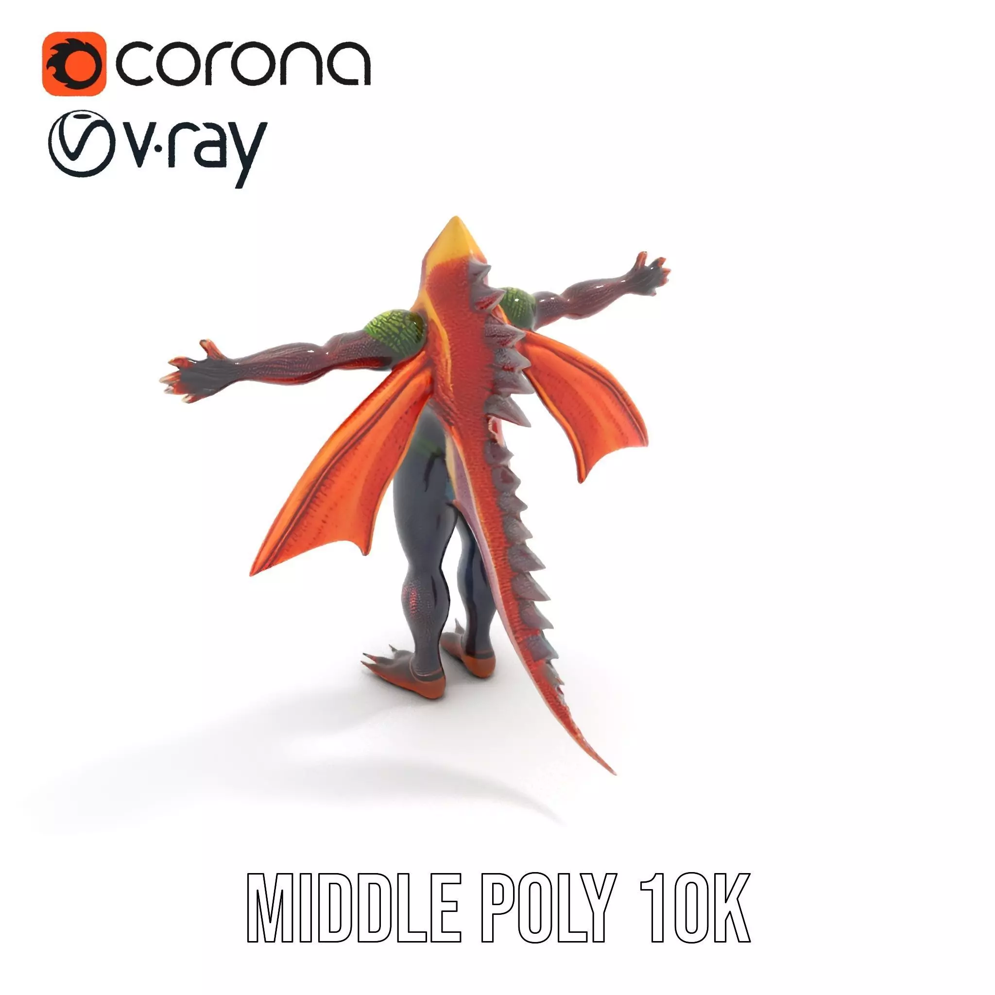 Dragon Creature Model Pack with Detailed Scales and Wings Low-poly 3D model_15