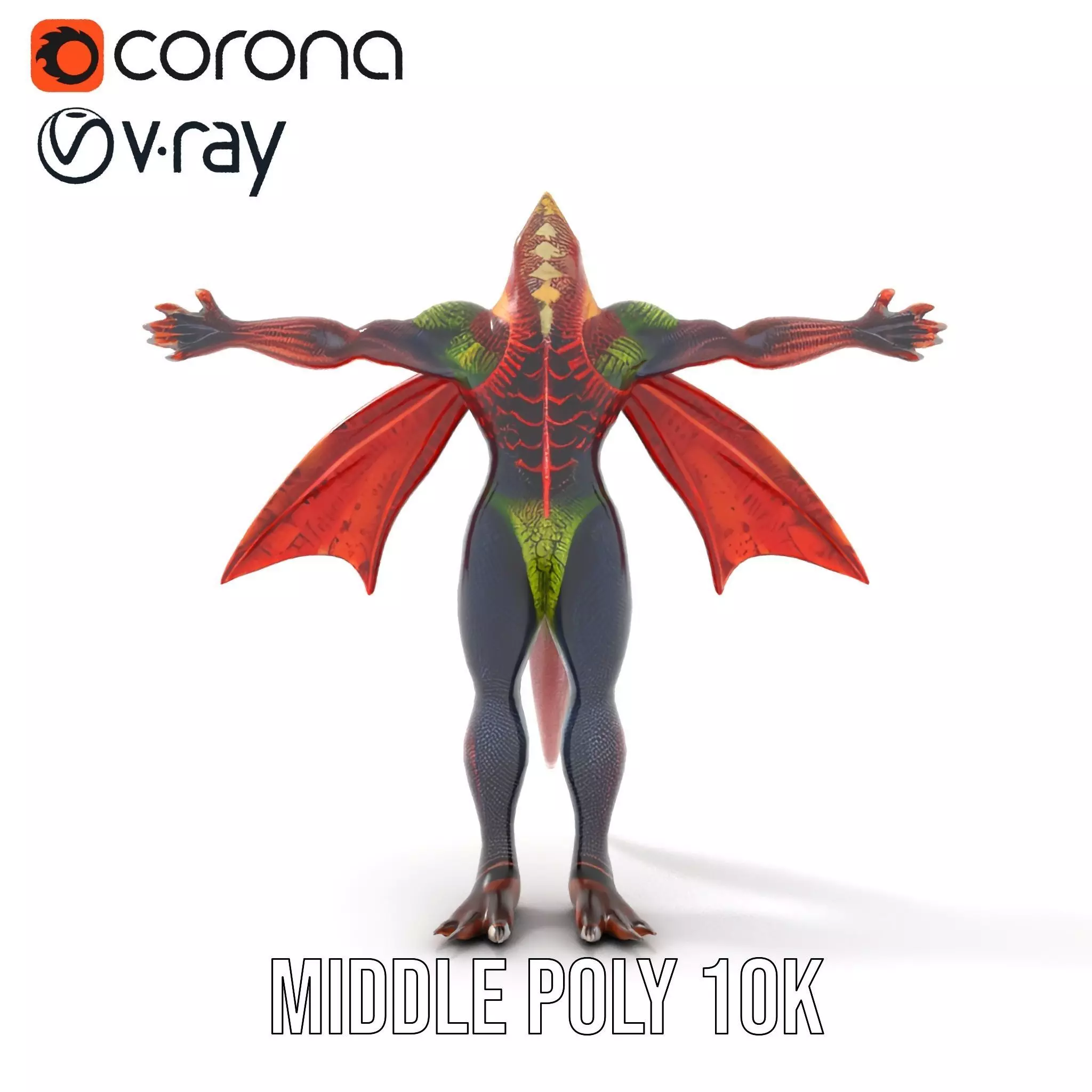 Dragon Creature Model Pack with Detailed Scales and Wings Low-poly 3D model_6