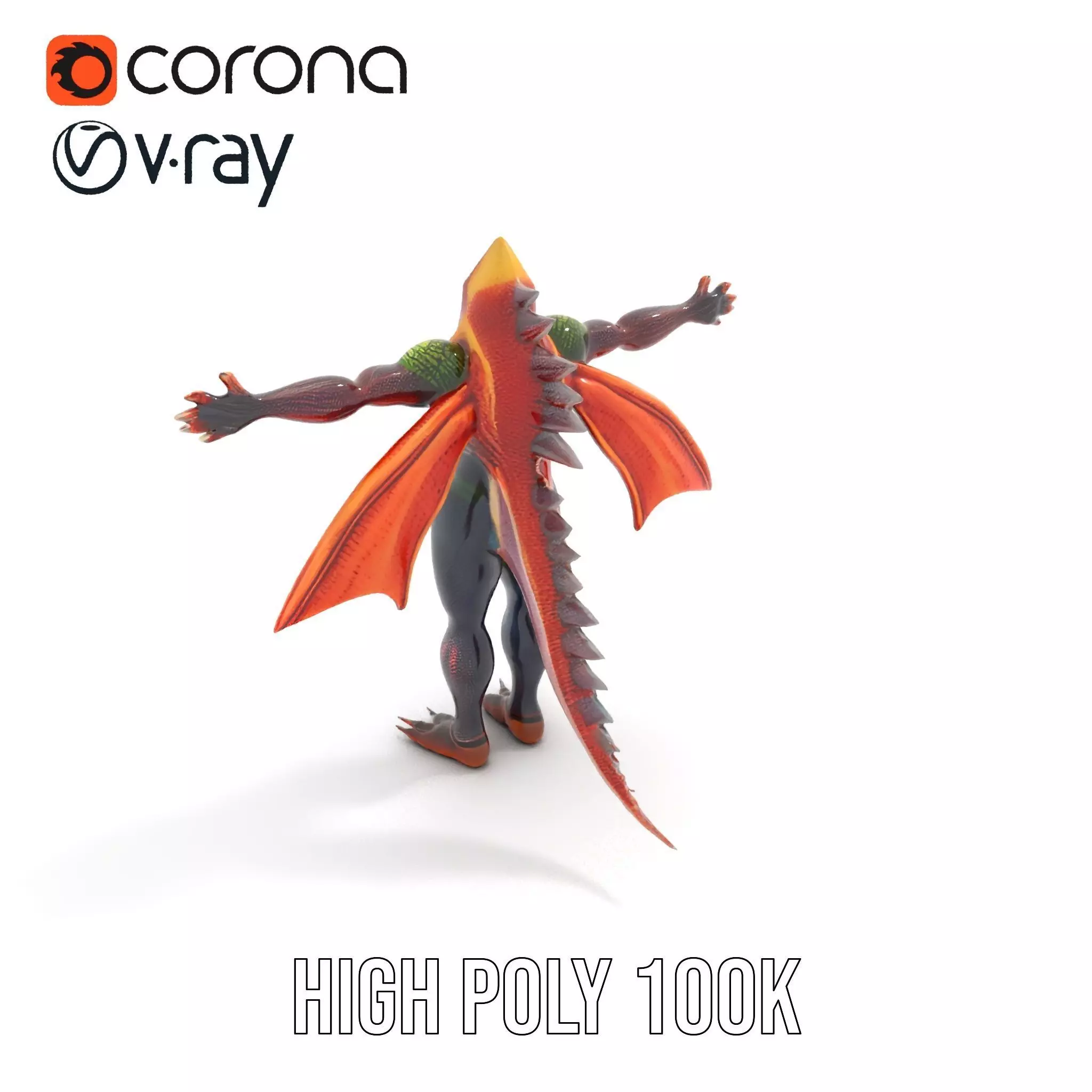 Dragon Creature Model Pack with Detailed Scales and Wings Low-poly 3D model_9