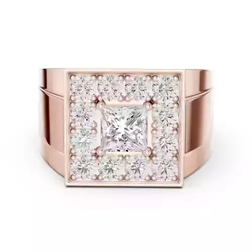 Princess Cut Halo Engagement Ring For Men 3DM STL with Video 3D print model