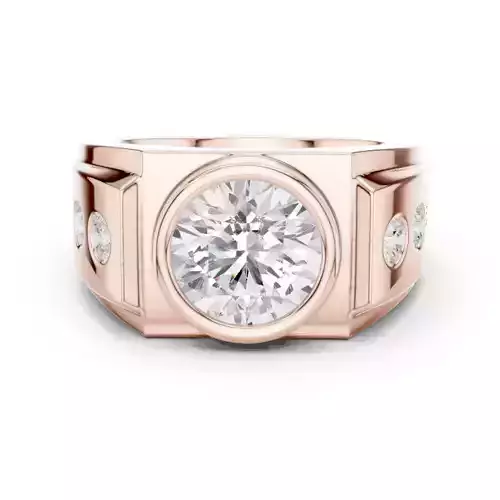 Bezel Setting Round Cut Men Engagement Ring 3DM STL with Video 3D print model