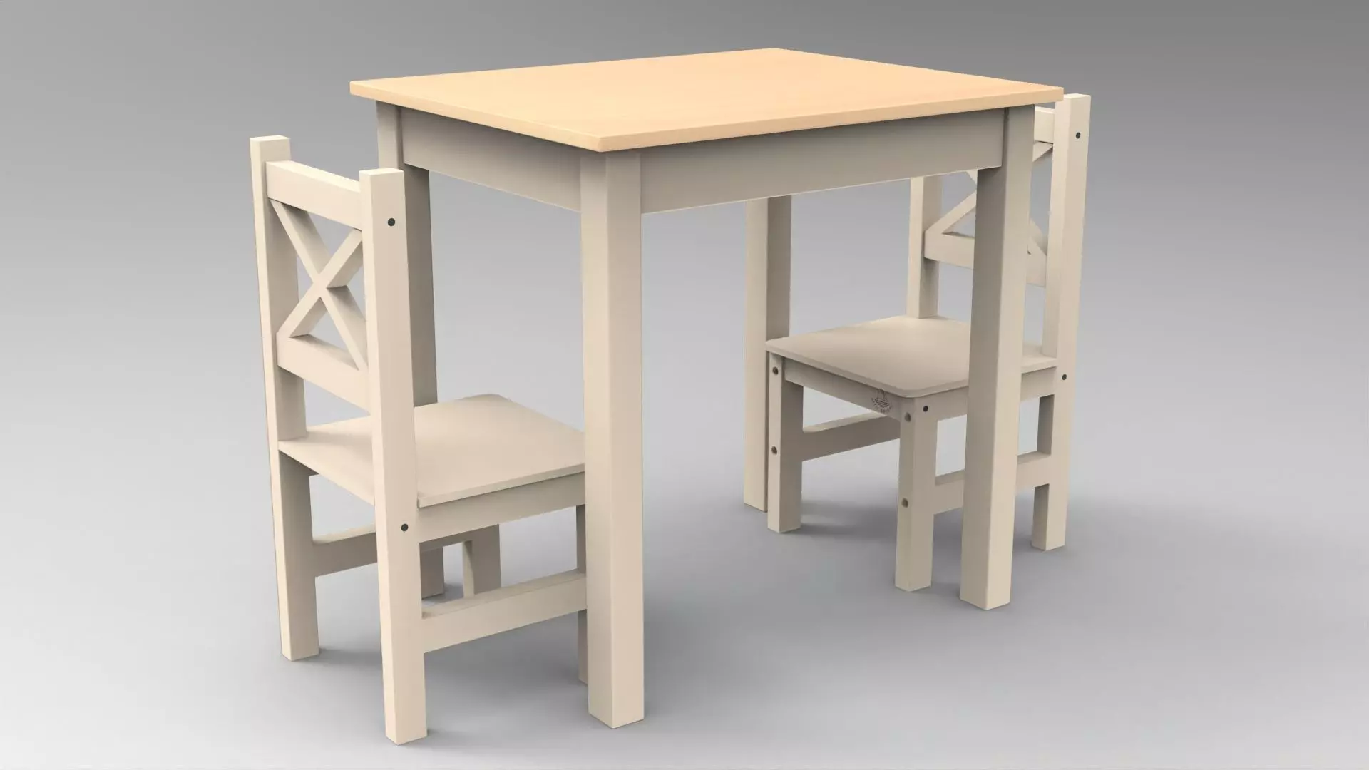coffee table and chair Low-poly 3D model_0