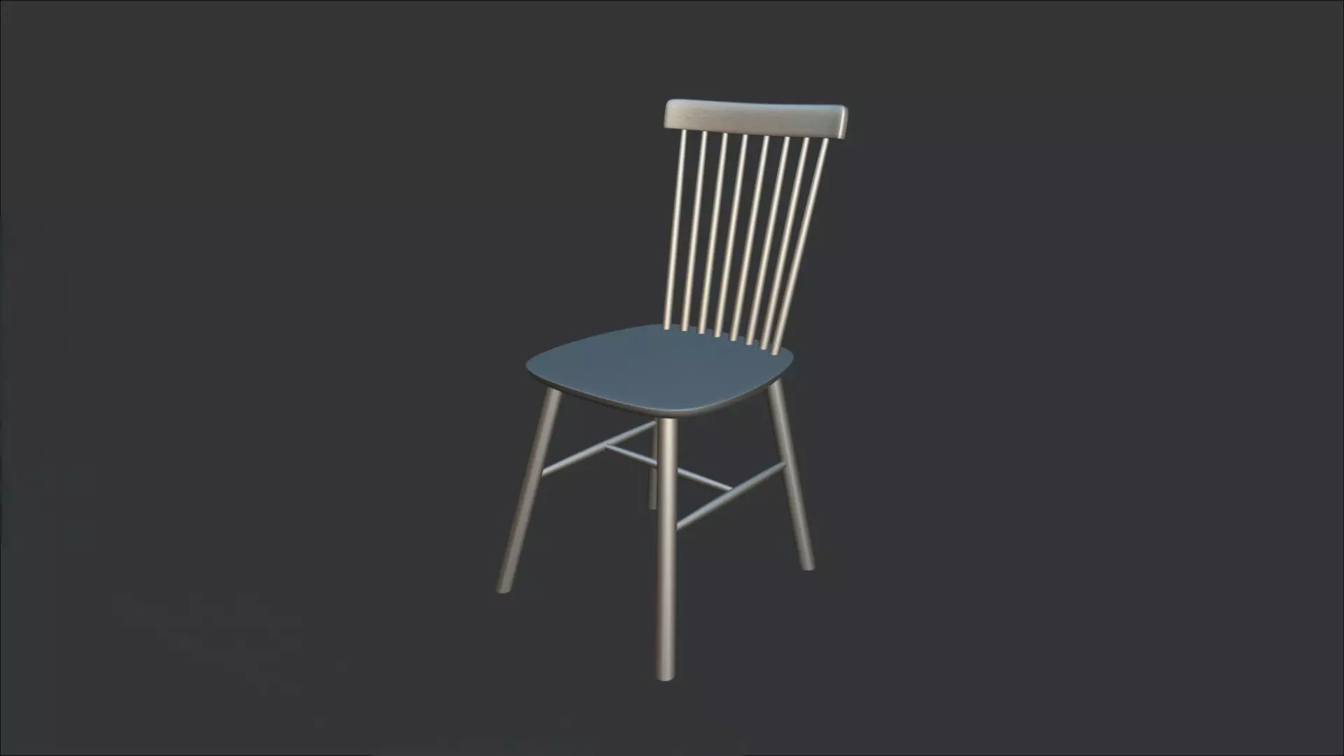 Wood Desk And Chair 3D model_5