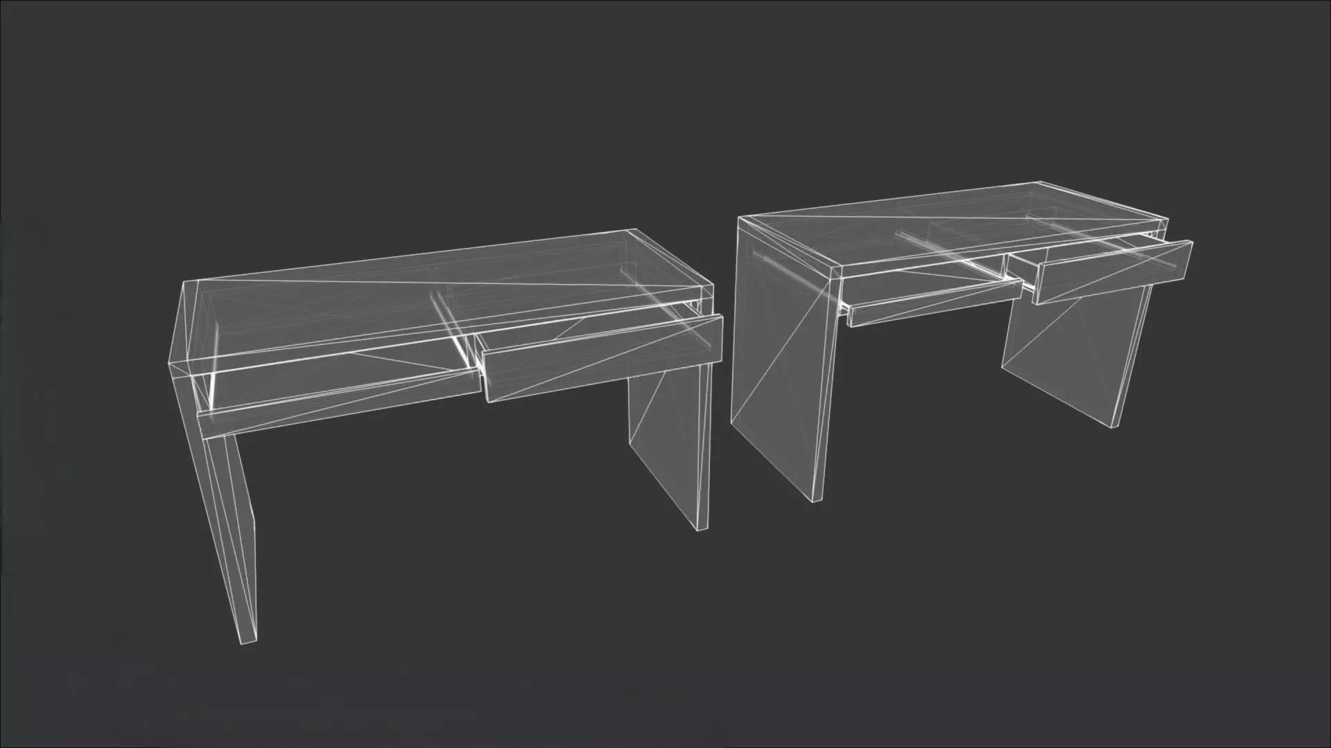 Wood Desk And Chair 3D model_8