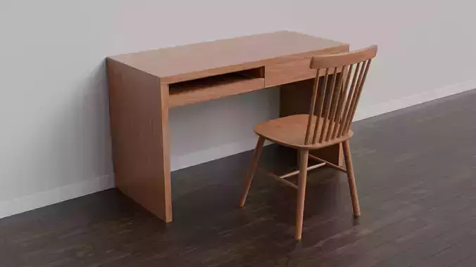 Wood Desk And Chair