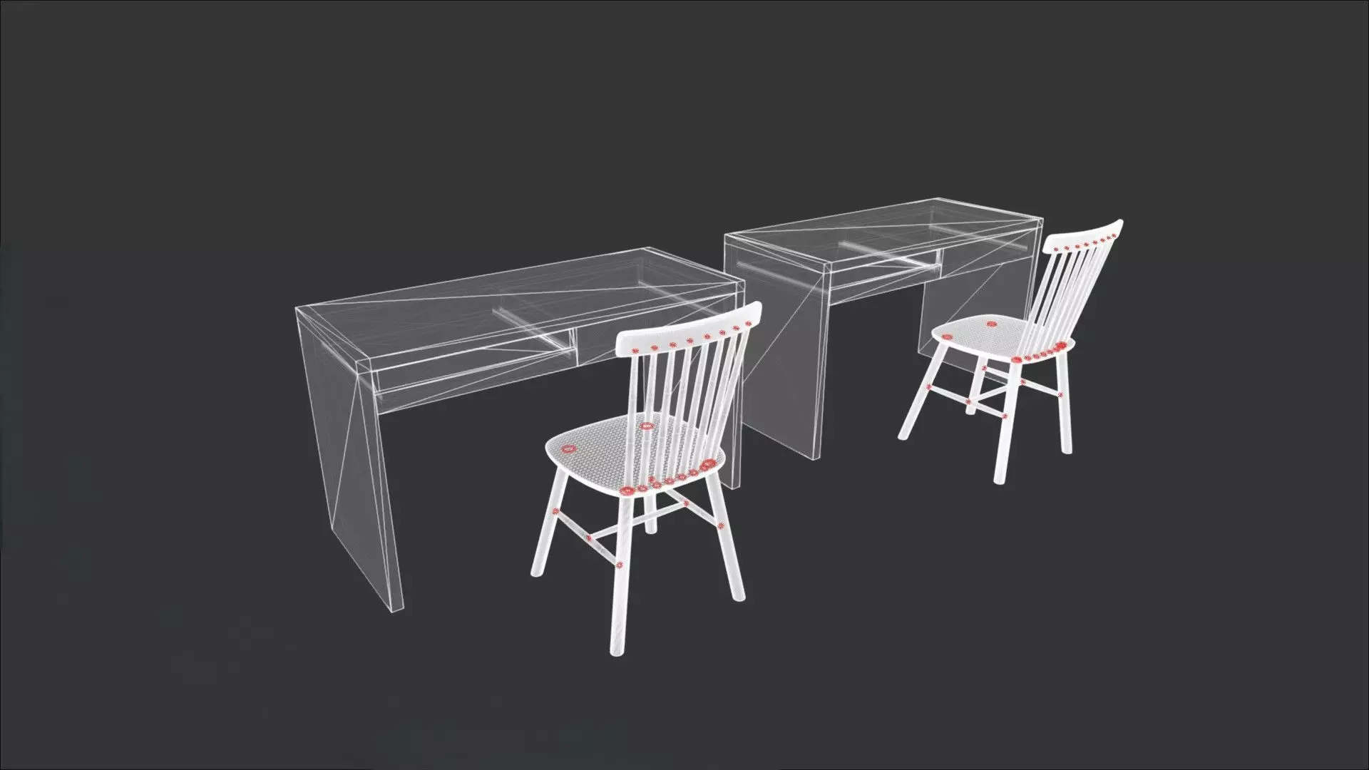Wood Desk And Chair 3D model_4