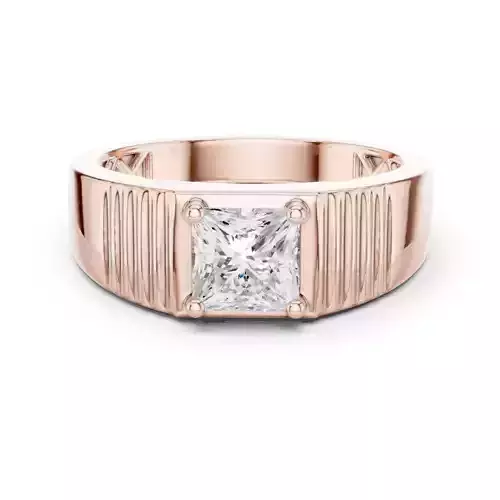 Princess Cut Solitaire Engagement Ring For Men 3DM STL Video 3D print model
