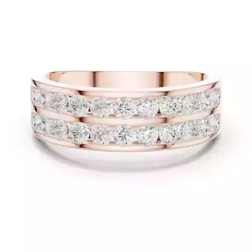 Double Row Round Diamond Wedding Band Ring 3DM STL Video 3D print model