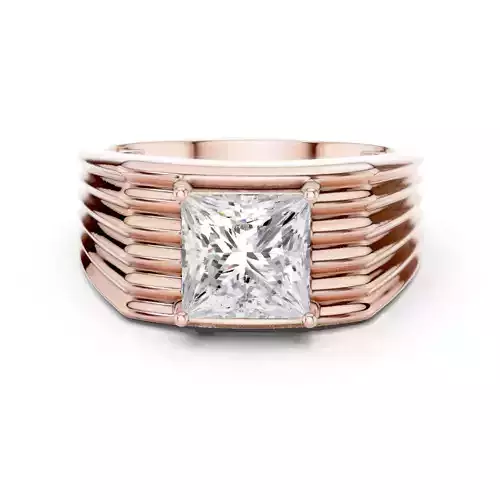 Princess Cut Solitaire Engagement Gents Ring 3DM STL Video 3D print model