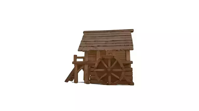 Wooden House 3D Model Low Poly PBR Textured GameReady 