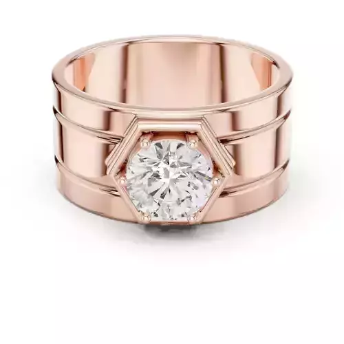 Solitaire Round Diamond Engagement Men Ring 3DM STL Video