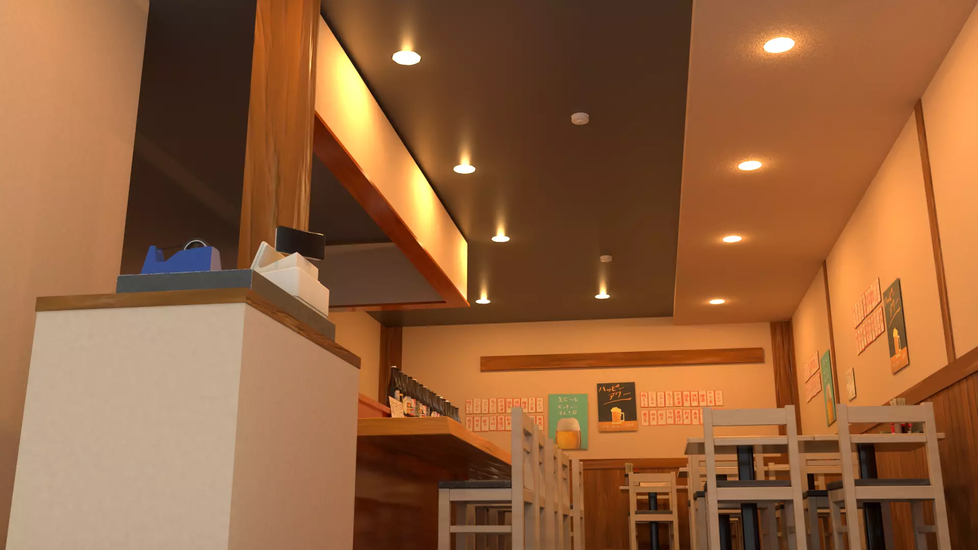 Japanese Izakaya Interior Set Low-poly 3D model_8