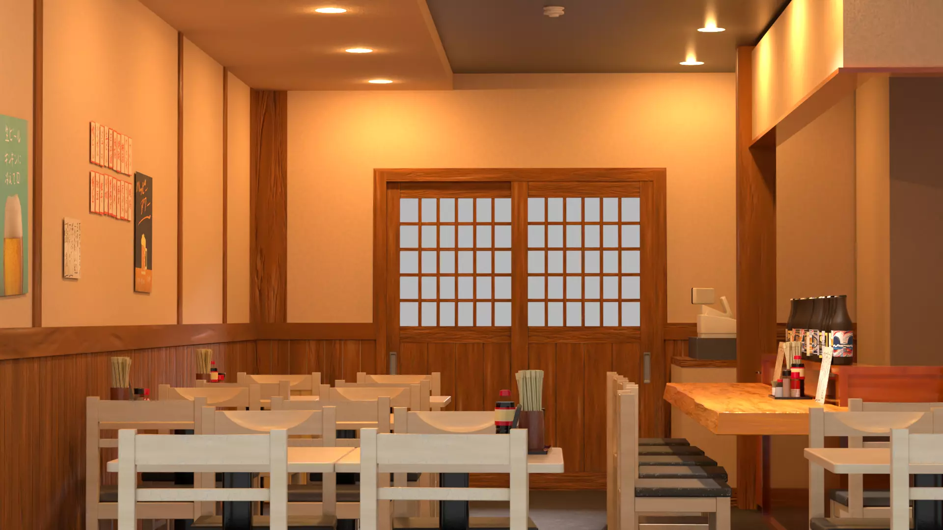 Japanese Izakaya Interior Set Low-poly 3D model_9