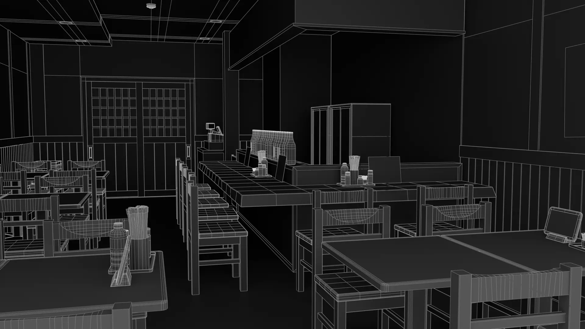 Japanese Izakaya Interior Set Low-poly 3D model_15
