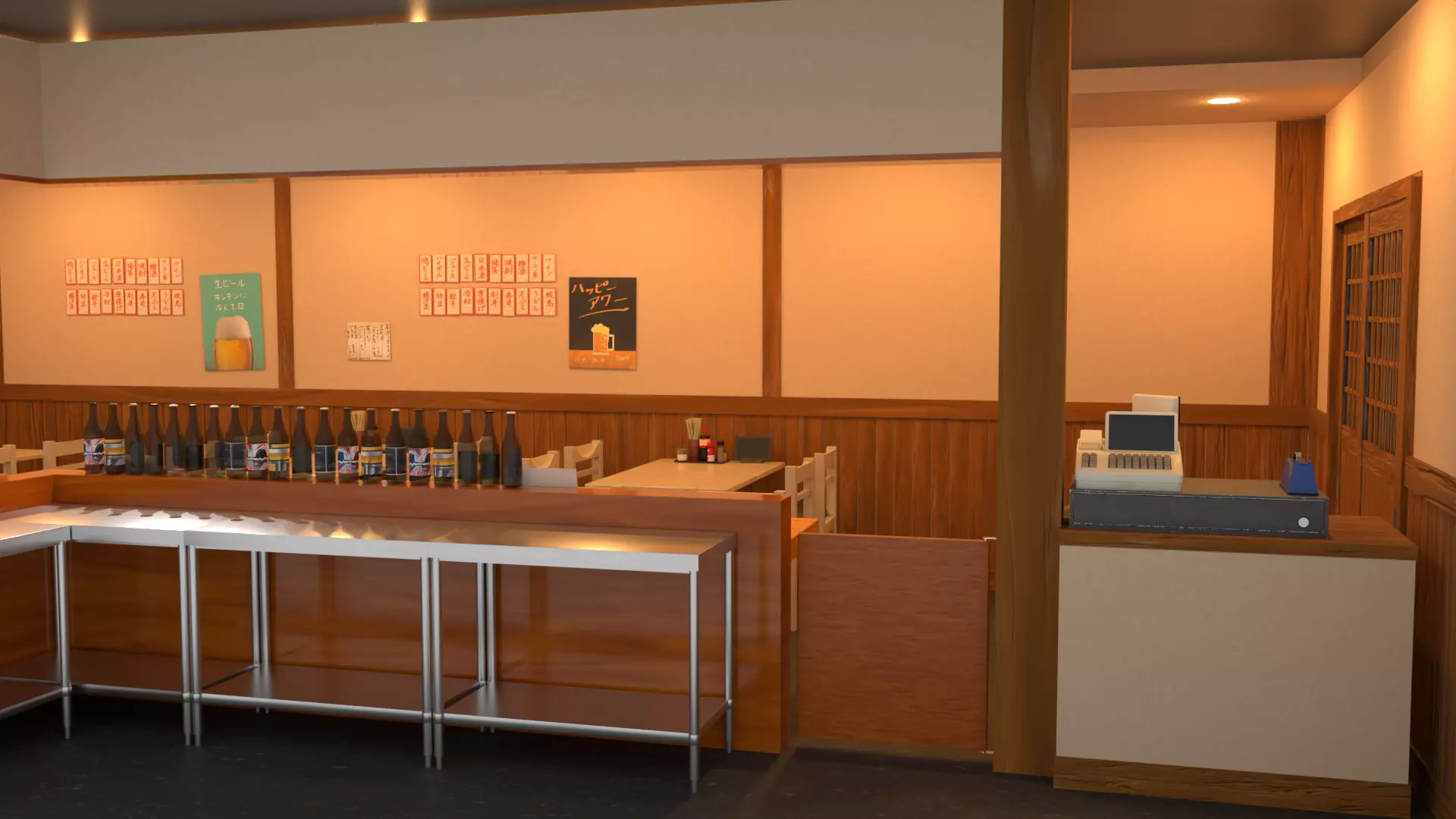 Japanese Izakaya Interior Set Low-poly 3D model_12