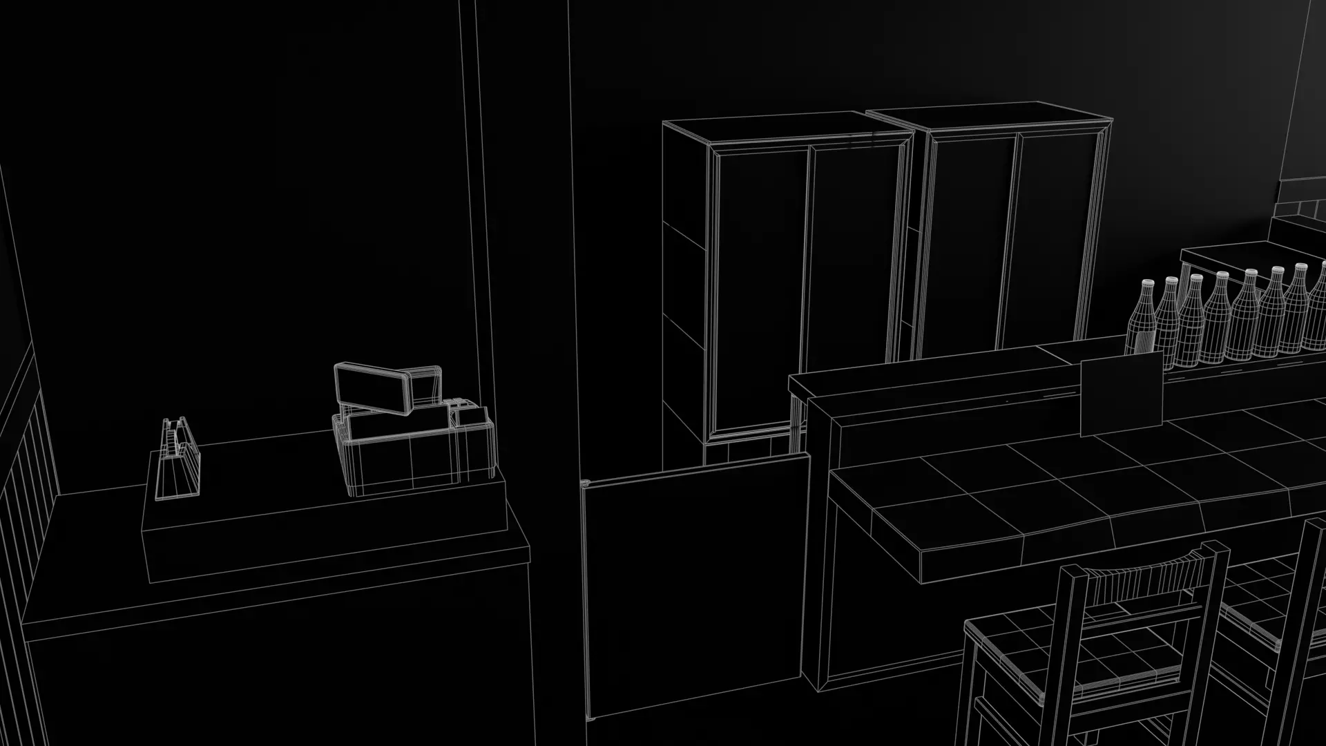 Japanese Izakaya Interior Set Low-poly 3D model_17