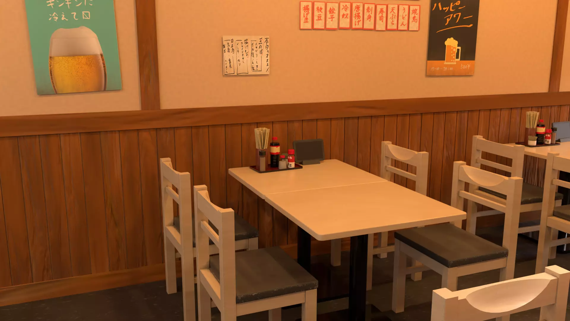 Japanese Izakaya Interior Set Low-poly 3D model_14