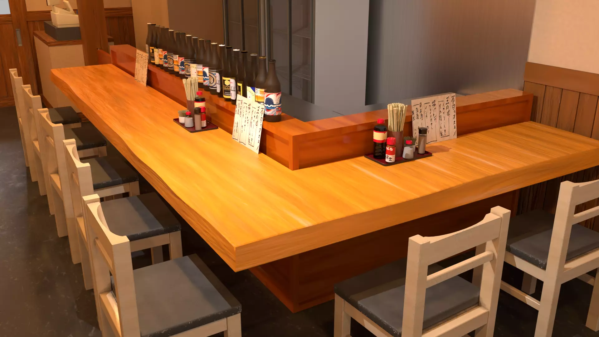 Japanese Izakaya Interior Set Low-poly 3D model_13