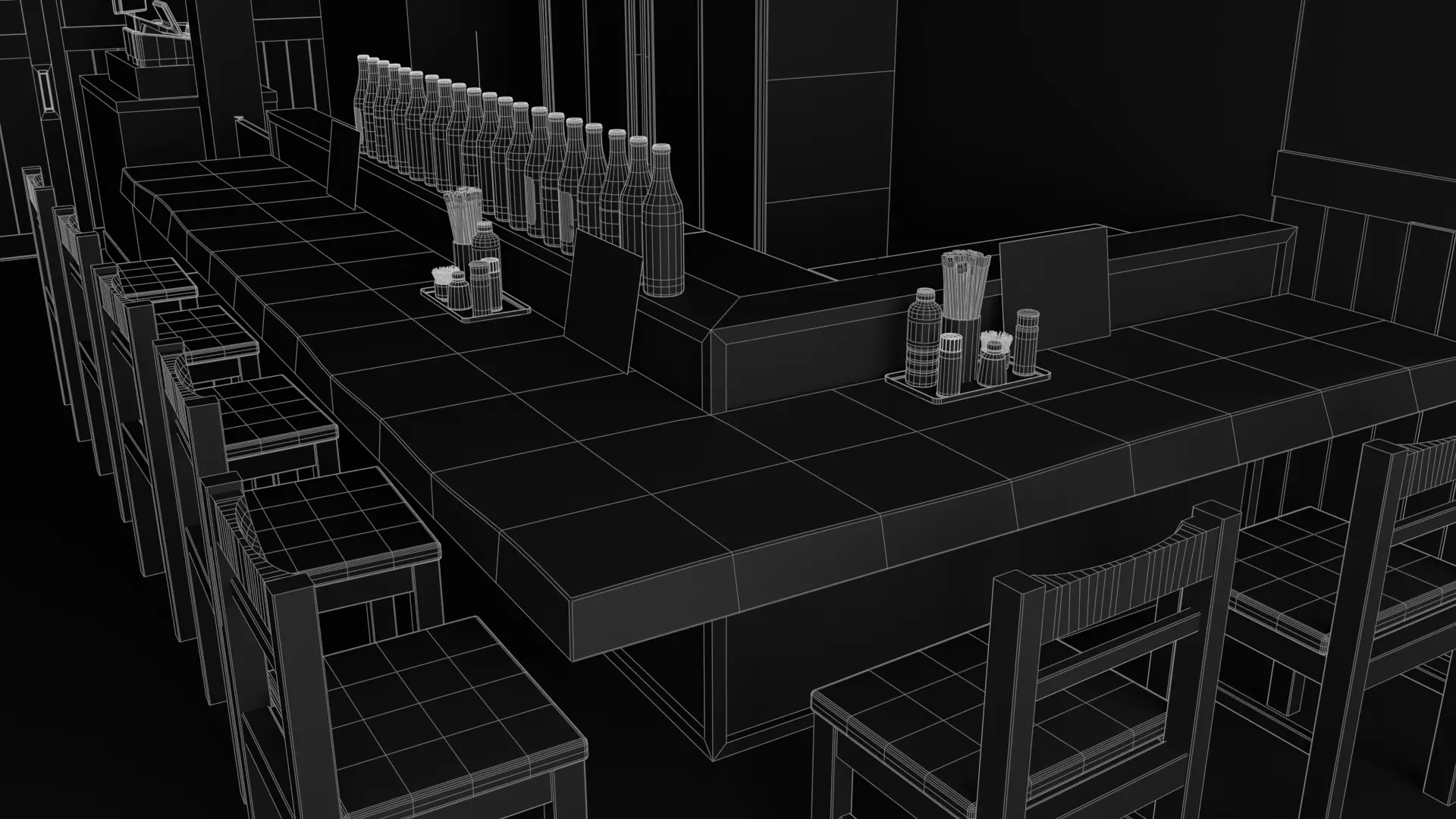 Japanese Izakaya Interior Set Low-poly 3D model_18