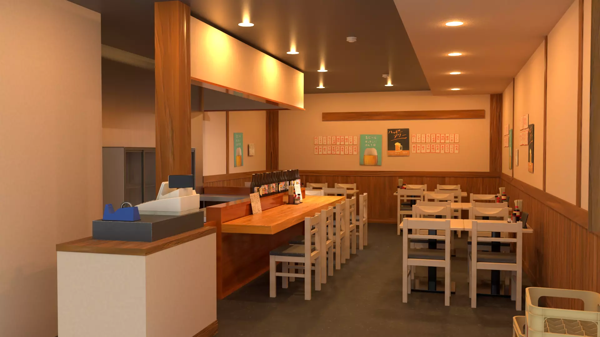 Japanese Izakaya Interior Set Low-poly 3D model_6