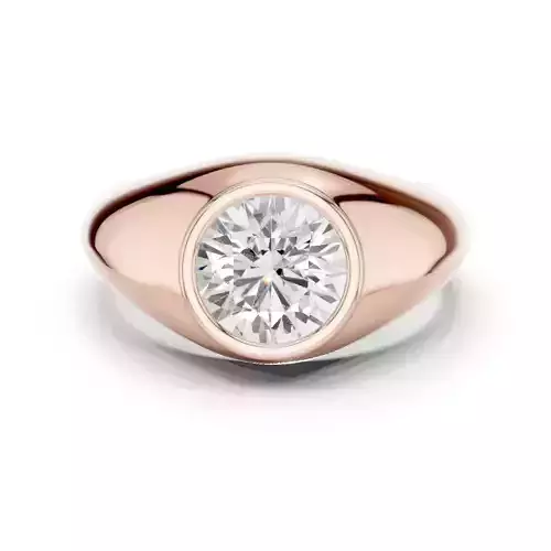Solitaire Round Cut Diamond Bezel Set Signet Ring 3DM STL Video 3D print model