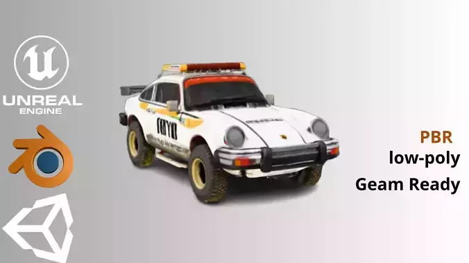 porsche 911 1980s ral Low-poly 3D model
