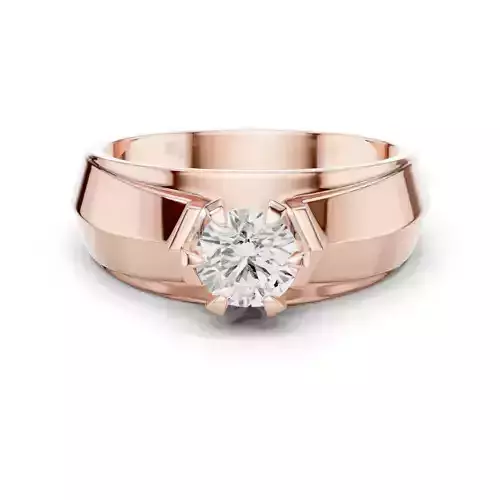 Solitaire Six Prong Round Cut Diamond Signet Ring 3DM STL Video