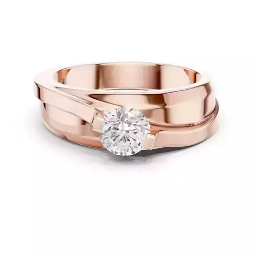 Solitaire Round Cut Cross Style Mens Wedding Ring 3DM STL Video 3D print model