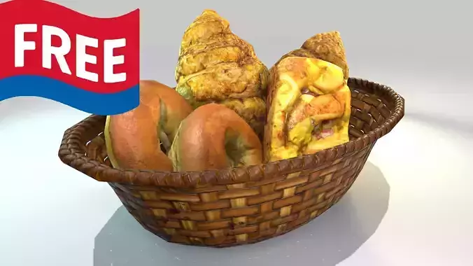 Free bamboo basket Lowpoly Game Asset 3D model