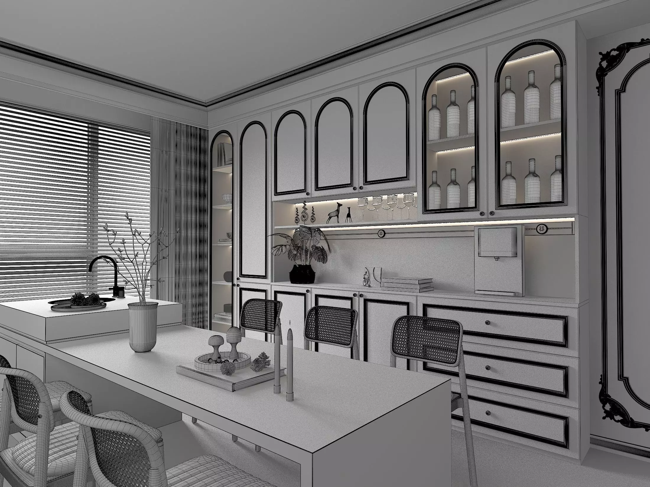 wine shelf 3D model_4