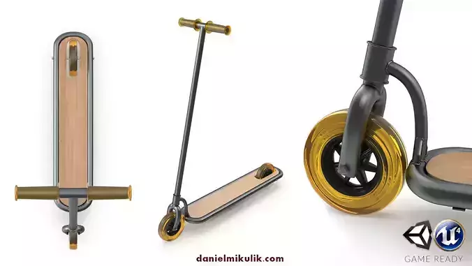 Vintage Scooter High and Low Poly Low-poly 3D model