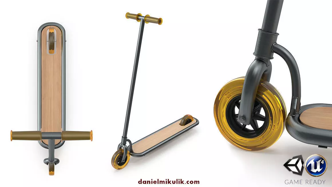 Vintage Scooter High and Low Poly Low-poly 3D model