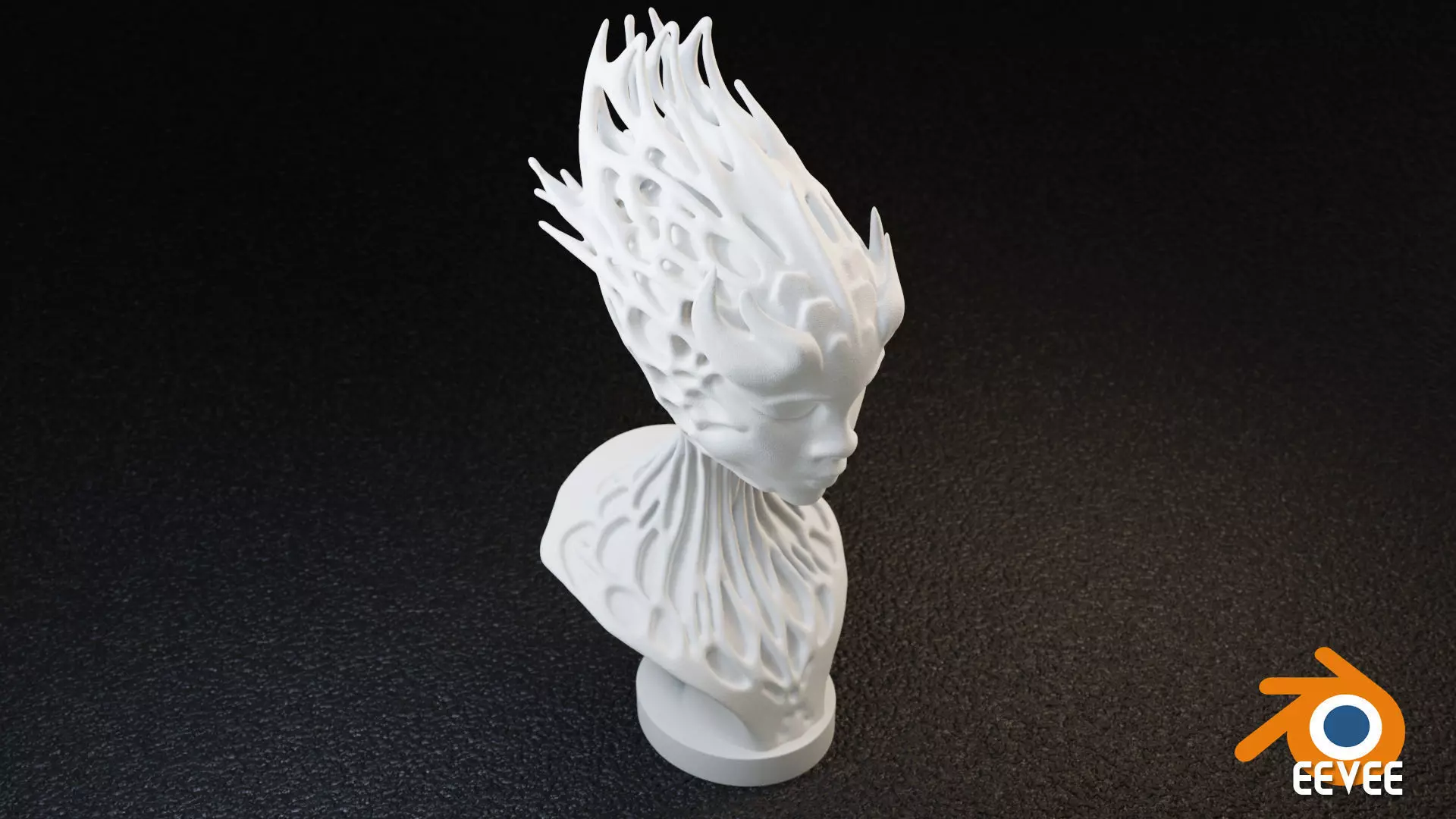 Alien Girl Sculpture Bust 3D print model_7