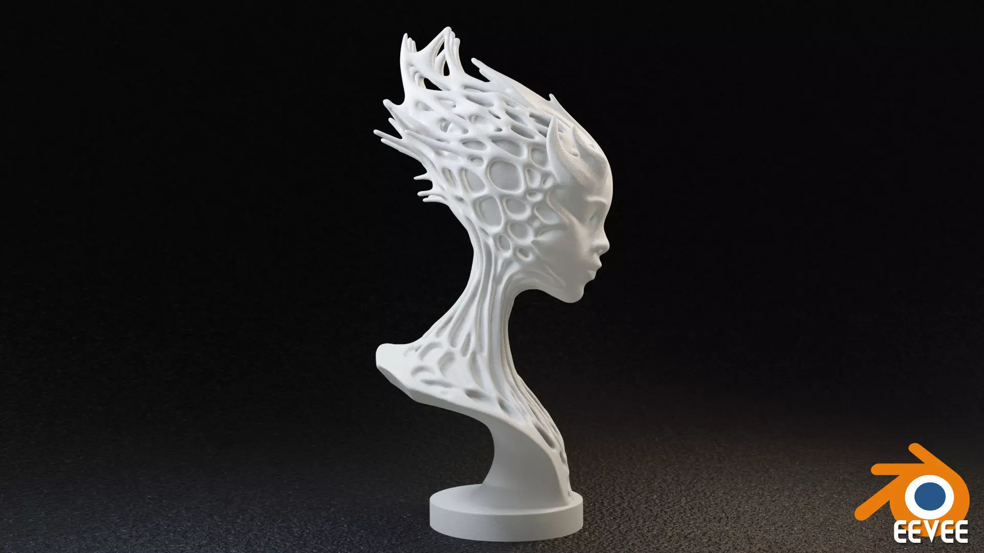 Alien Girl Sculpture Bust 3D print model_1