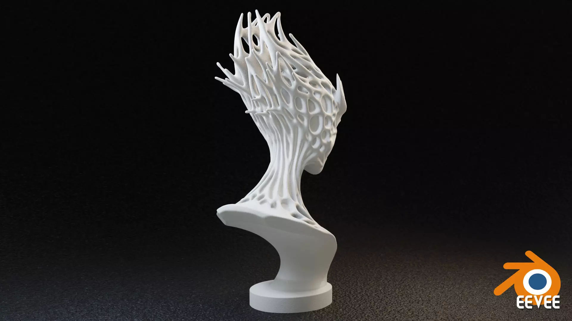 Alien Girl Sculpture Bust 3D print model_2