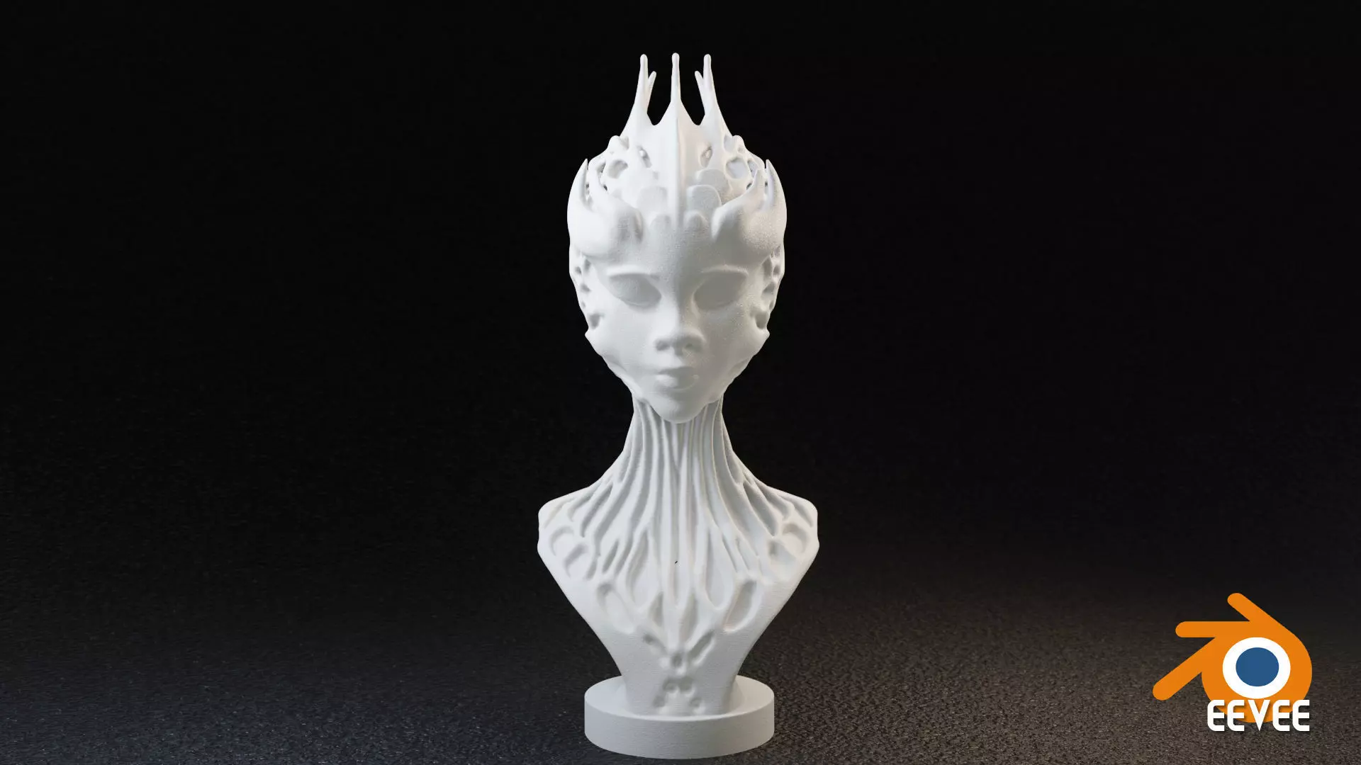 Alien Girl Sculpture Bust 3D print model_6