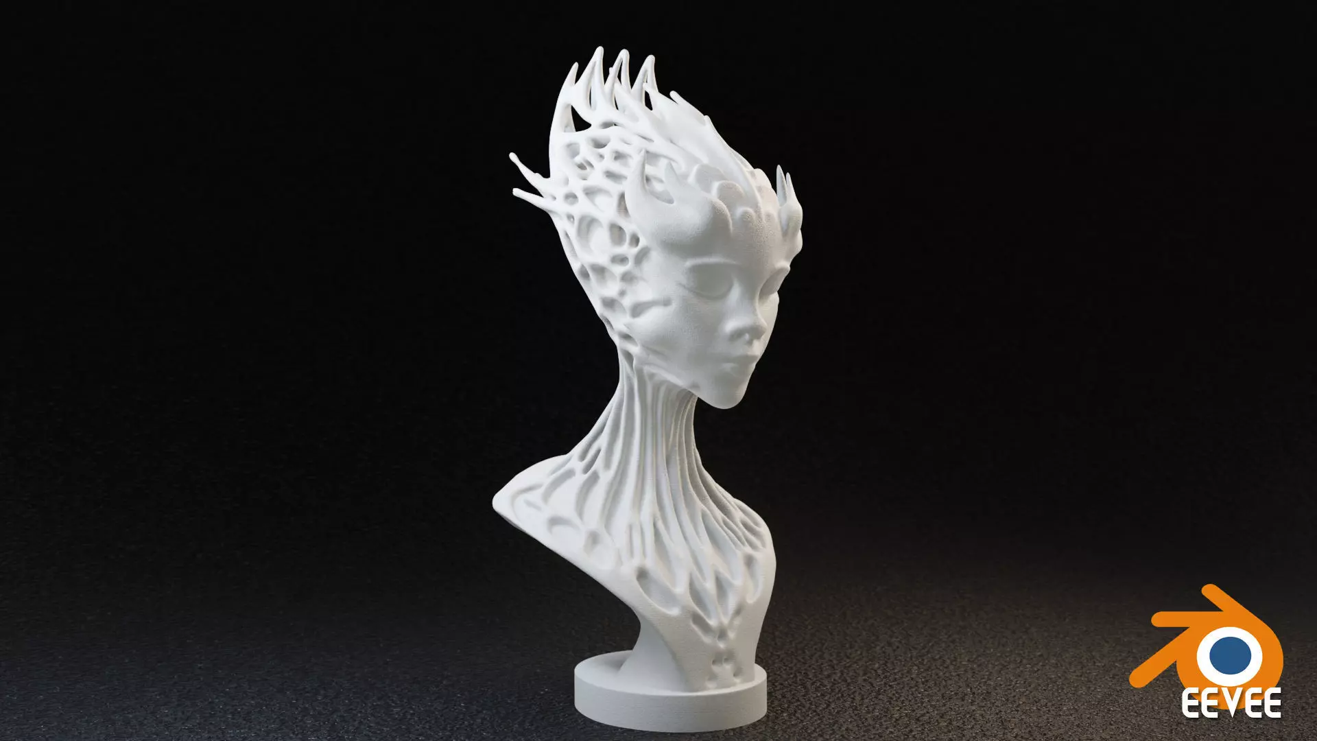 Alien Girl Sculpture Bust 3D print model_0