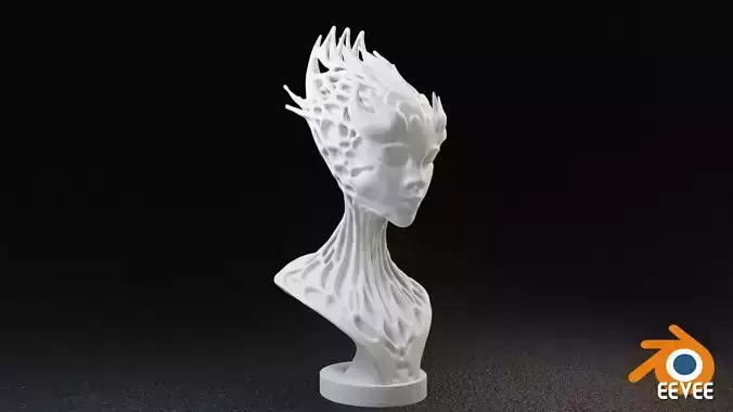 Alien Girl Sculpture Bust 3D print model