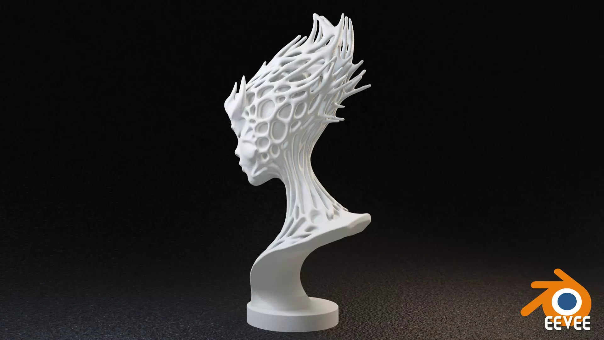 Alien Girl Sculpture Bust 3D print model_4