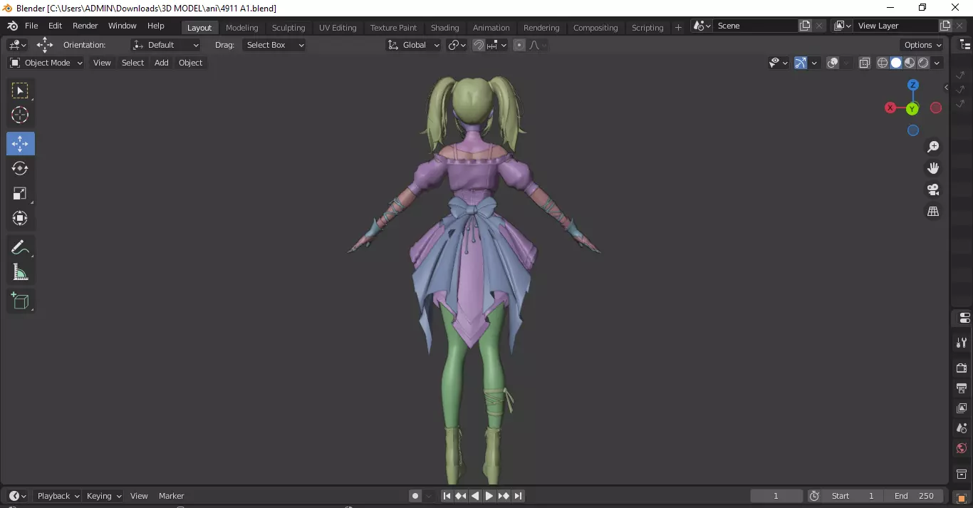 Ani Waifu Grok 3D model_2