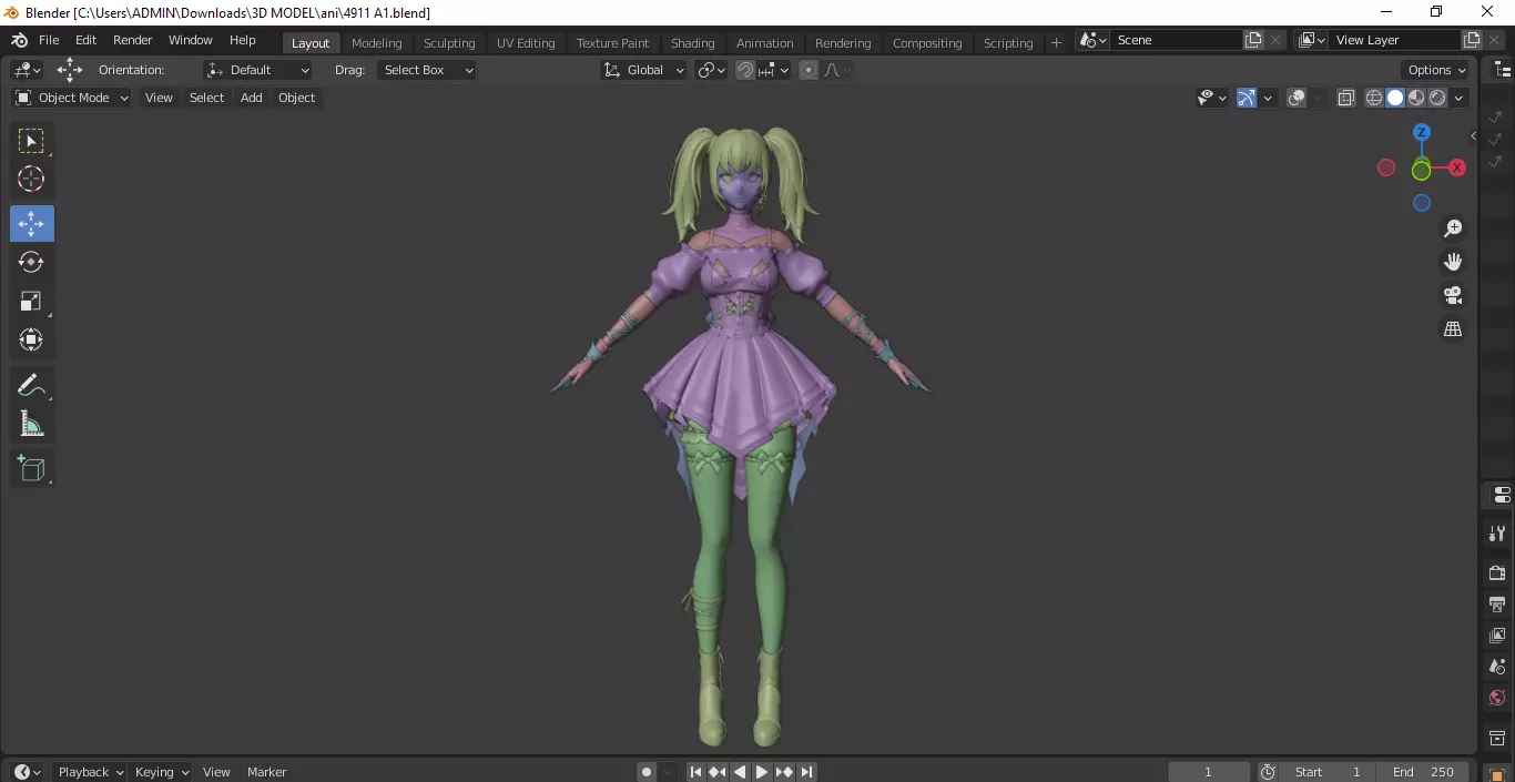 Ani Waifu Grok 3D model_1